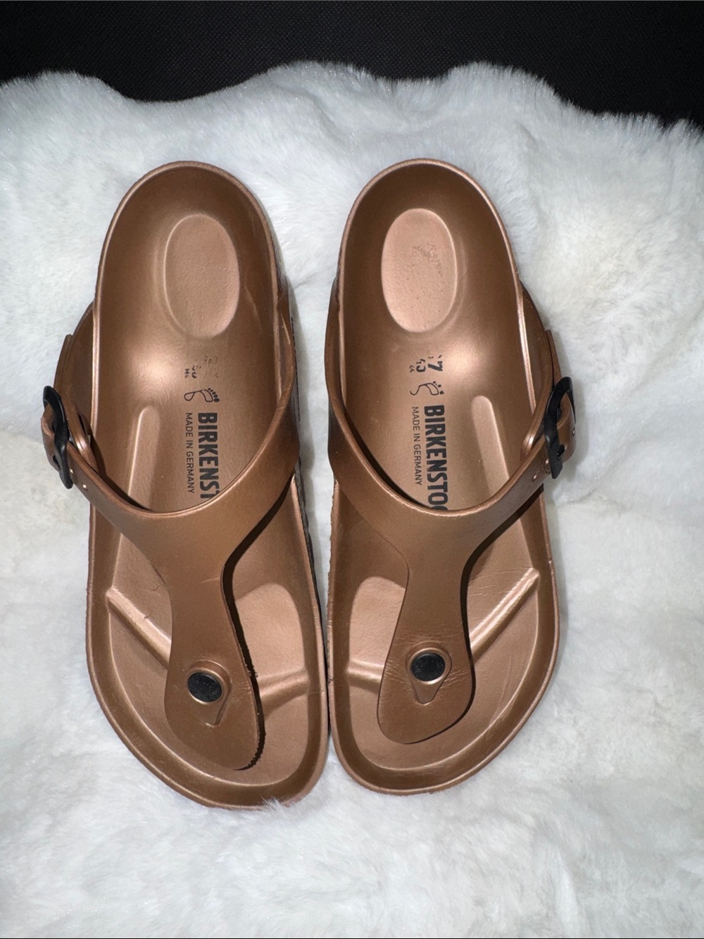 Birkenstock Metallic Bronze T-Strap EVA Sandals